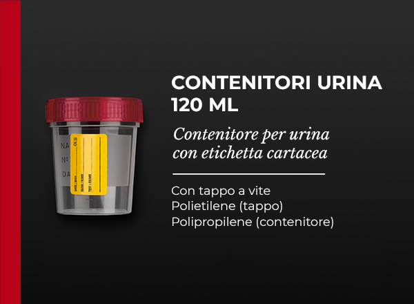 contenitore per urina con etichetta cartacea con tappo a vite a parte