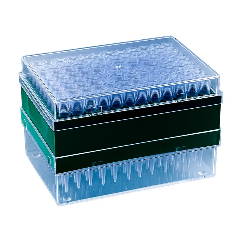 puntale tipo eppendorf-gilson-brand-socorex in rack da 96 pezzi